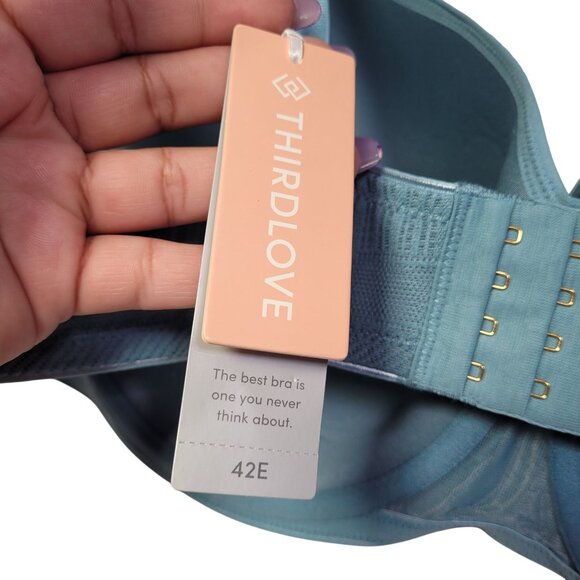 Thirdlove Everyday Lace T-Shirt Bra Teal Blue Underwire Support Size 42E New - Picture 5 of 9